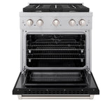 30 in. 4.2 cu. ft. Paramount Dual Fuel Range with 4 Burner Gas Cooktop and Electric Convection Oven - (SDRSBLM30) -