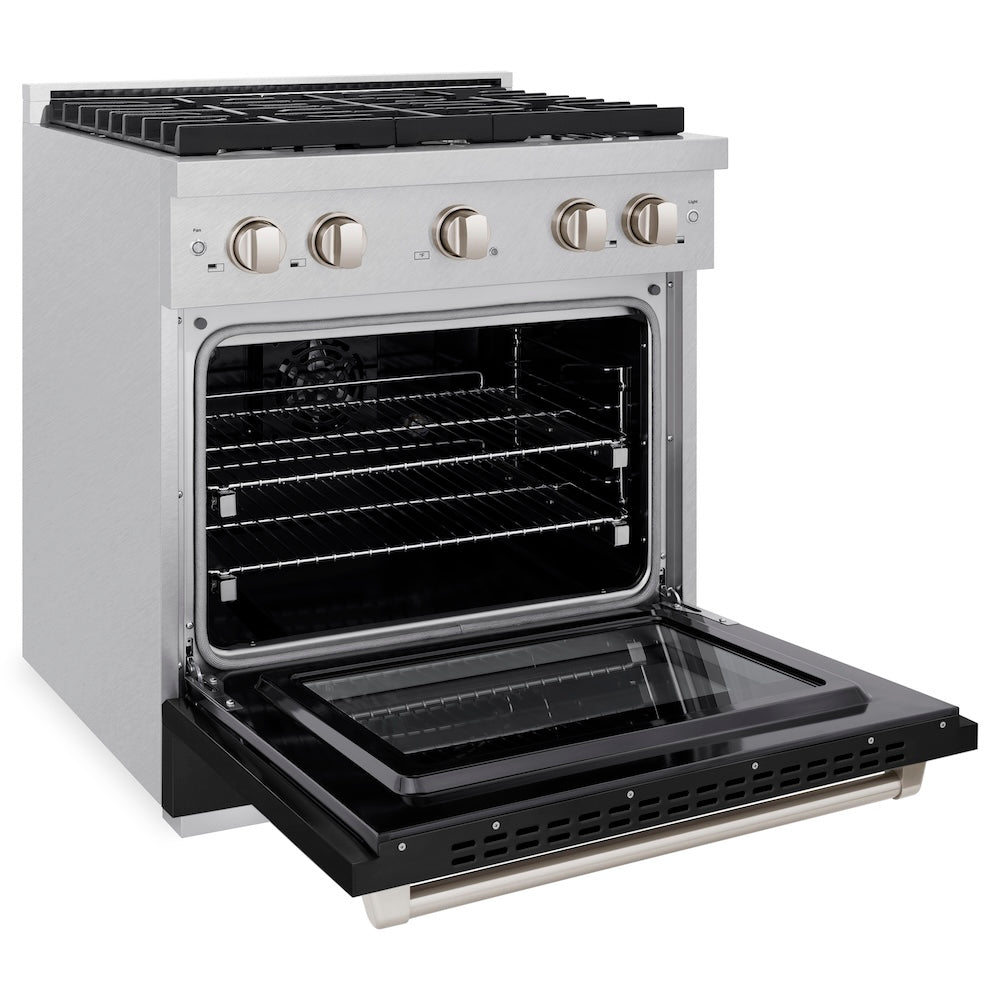 30 in. 4.2 cu. ft. Paramount Dual Fuel Range with 4 Burner Gas Cooktop and Electric Convection Oven - (SDRSBLM30) -