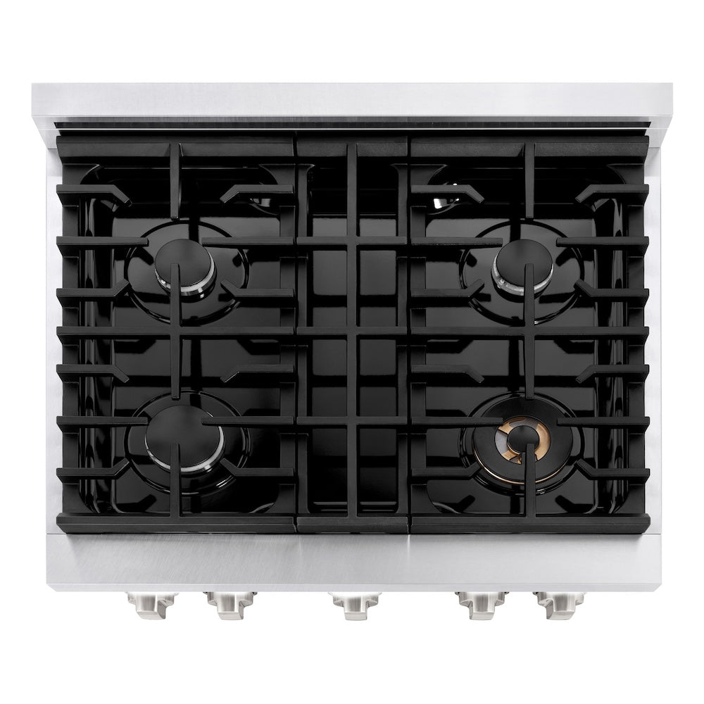 30 in. 4.2 cu. ft. Paramount Dual Fuel Range with 4 Burner Gas Cooktop and Electric Convection Oven - (SDRSBLM30) -