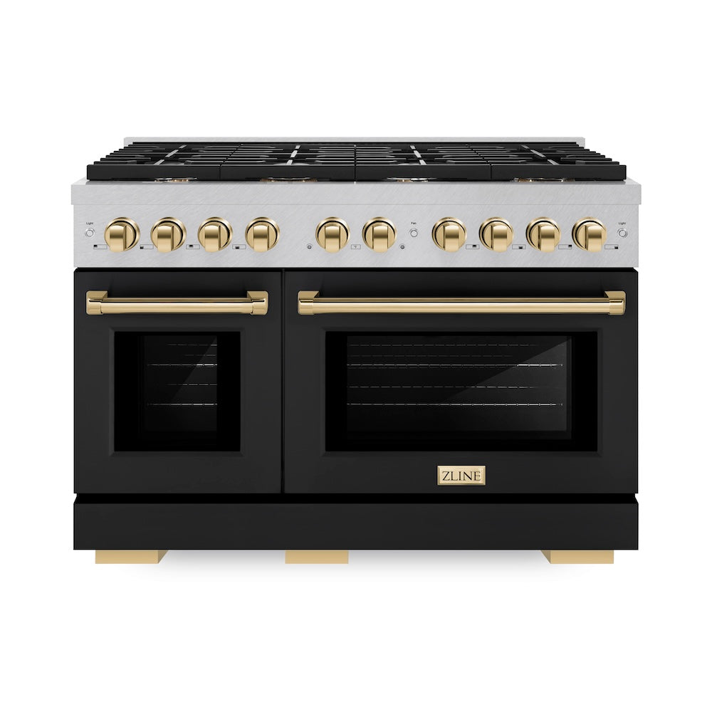 Autograph Edition 48 in. 6.7 cu. ft. Paramount Double Oven Dual Fuel Range with 8 Burner Gas Cooktop - (SDRSZBLM48G) -