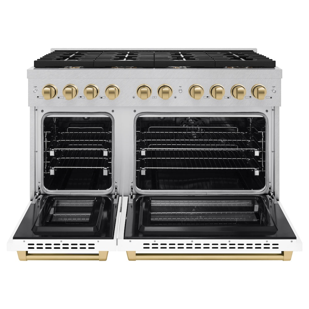 Autograph Edition 48 in. 6.7 cu. ft. Paramount Double Oven Dual Fuel Range with 8 Burner Gas Cooktop - (SDRSZWM48CB) -
