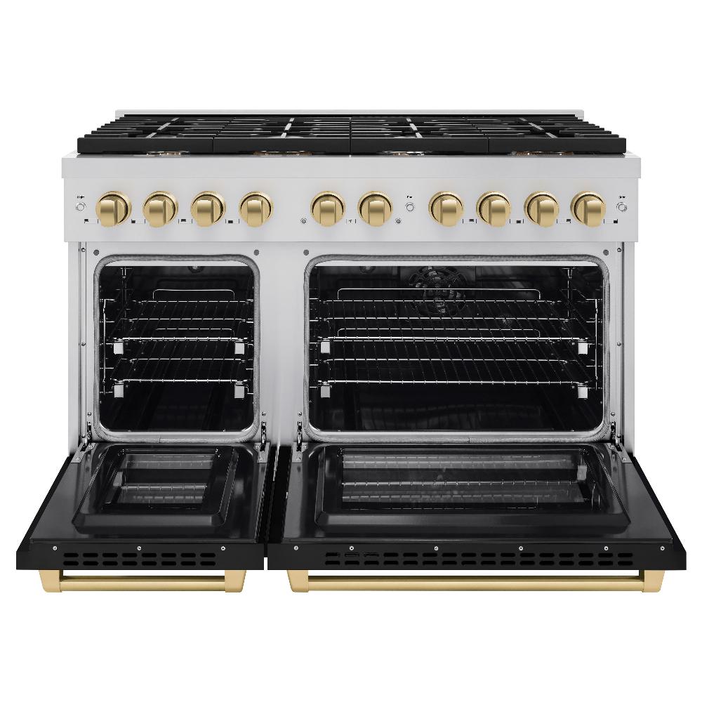 Autograph Edition 48 in. 6.7 cu. ft. Paramount Double Oven Dual Fuel Range with 8 Burner Gas Cooktop - (SDRZBLM48CB) -
