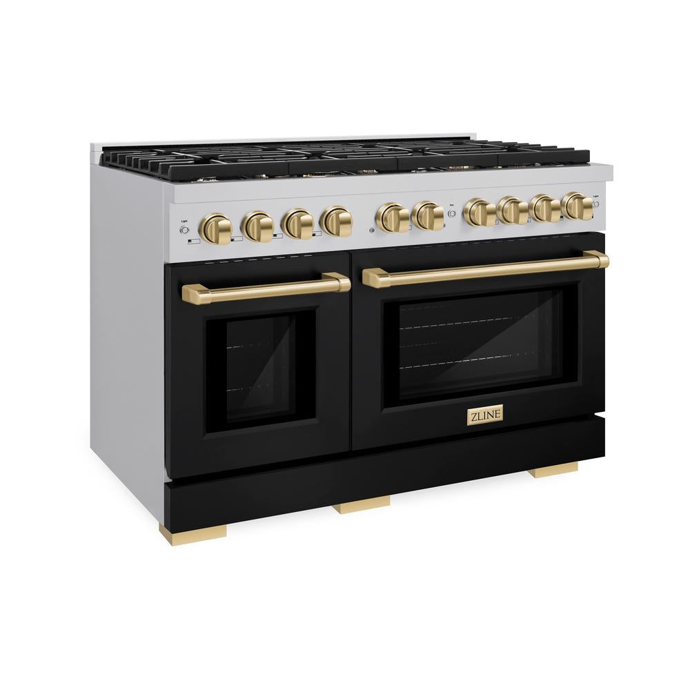 Autograph Edition 48 in. 6.7 cu. ft. Paramount Double Oven Dual Fuel Range with 8 Burner Gas Cooktop - (SDRZBLM48G) -