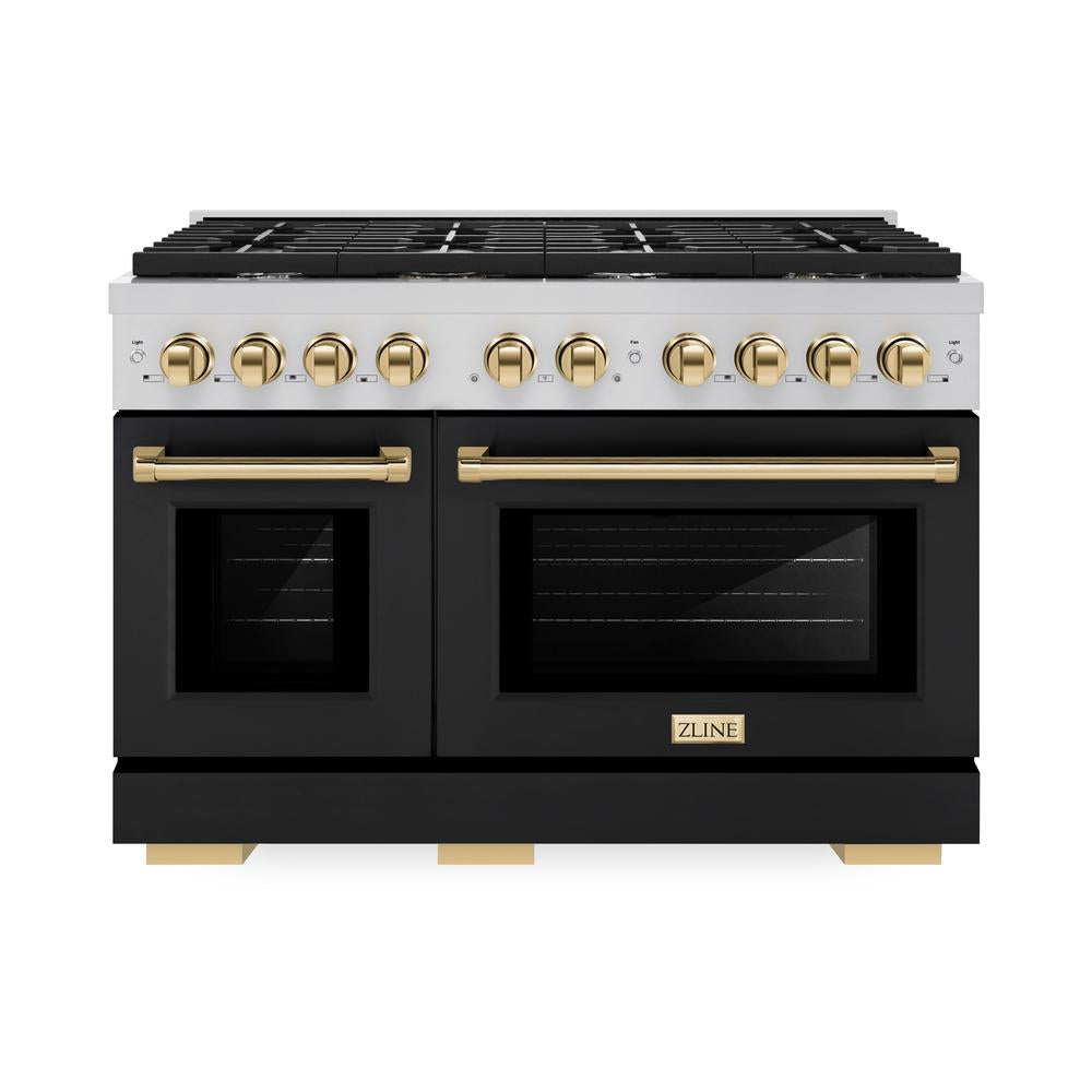 Autograph Edition 48 in. 6.7 cu. ft. Paramount Double Oven Dual Fuel Range with 8 Burner Gas Cooktop - (SDRZBLM48G) -