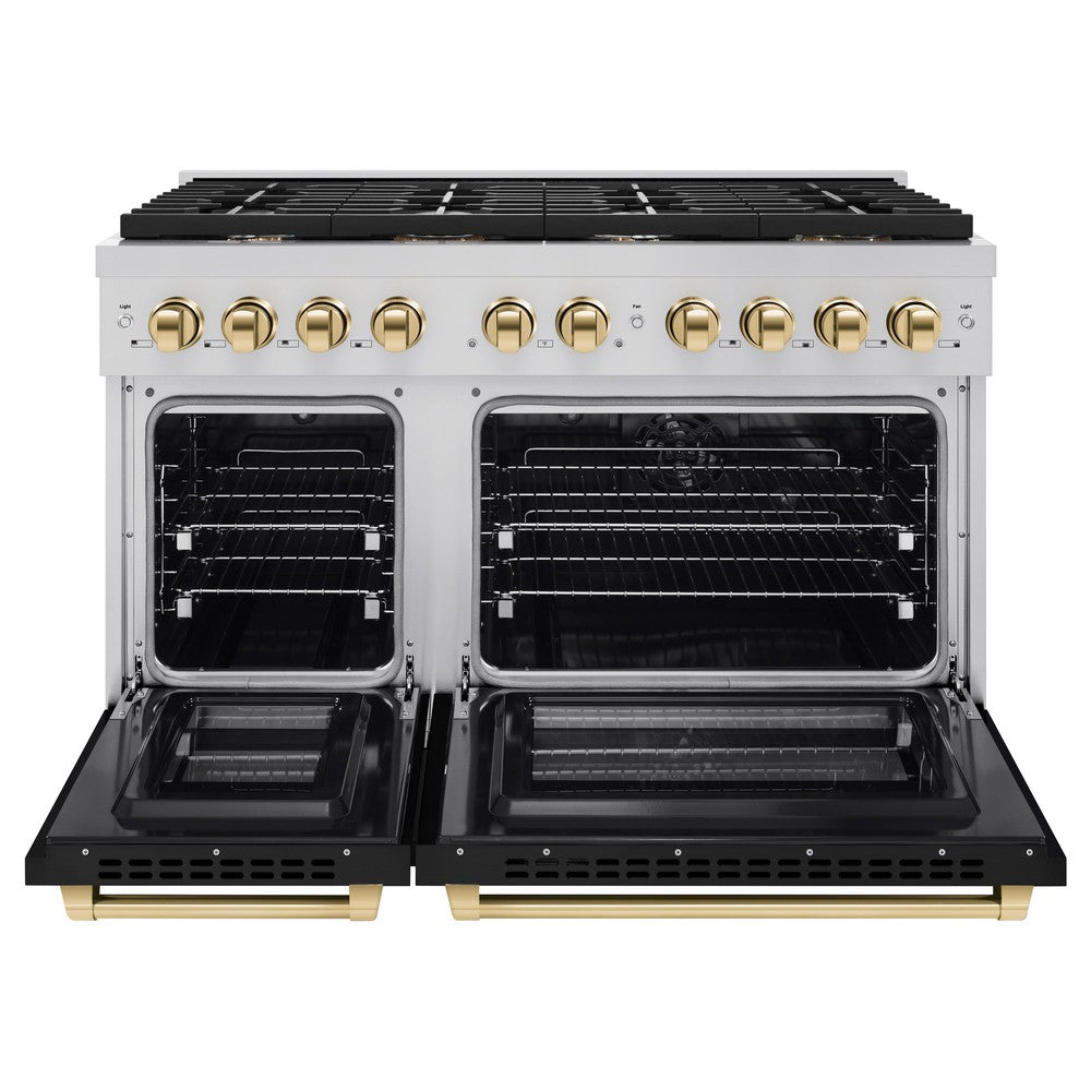 Autograph Edition 48 in. 6.7 cu. ft. Paramount Double Oven Dual Fuel Range with 8 Burner Gas Cooktop - (SDRZBLM48G) -
