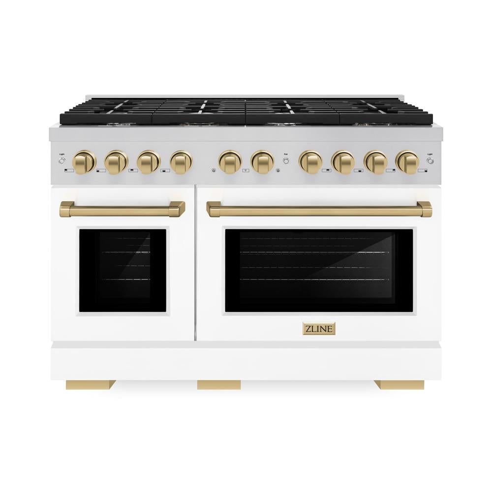 Autograph Edition 48 in. 6.7 cu. ft. Paramount Double Oven Dual Fuel Range with 8 Burner Gas Cooktop - (SDRZWM48CB) -
