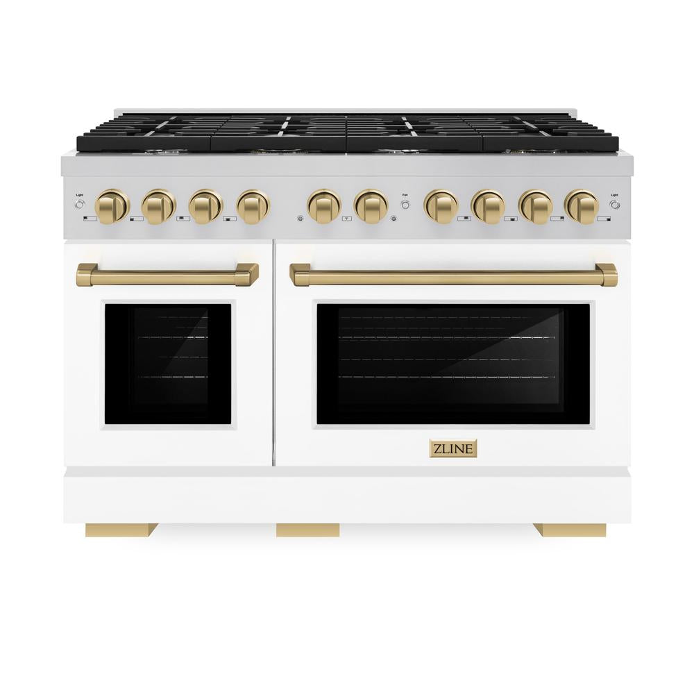 Autograph Edition 48 in. 6.7 cu. ft. Paramount Double Oven Dual Fuel Range with 8 Burner Gas Cooktop - (SDRZWM48CB) -