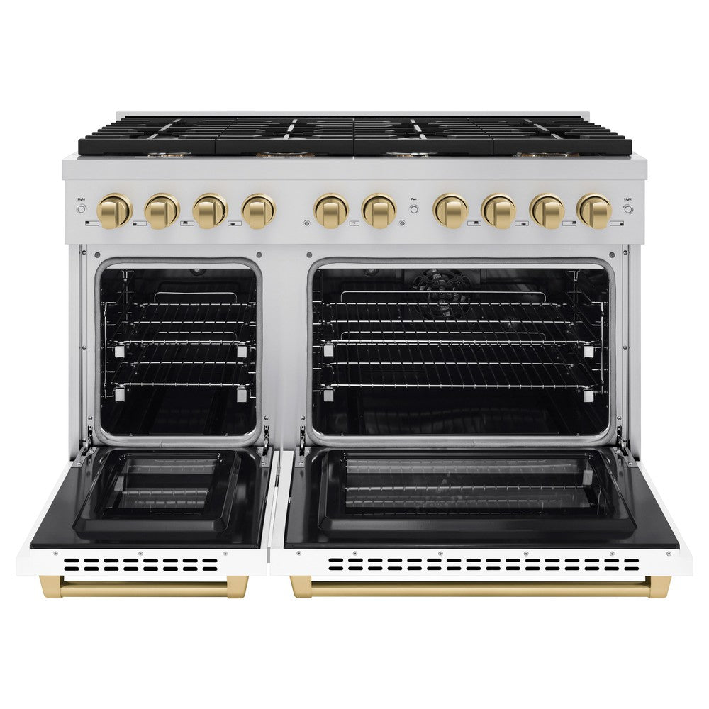 Autograph Edition 48 in. 6.7 cu. ft. Paramount Double Oven Dual Fuel Range with 8 Burner Gas Cooktop - (SDRZWM48CB) -