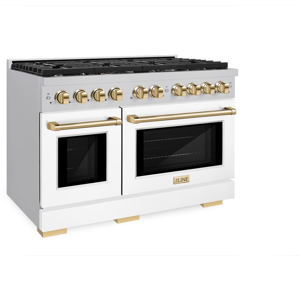 Autograph Edition 48 in. 6.7 cu. ft. Paramount Double Oven Dual Fuel Range with 8 Burner Gas Cooktop - (SDRZWM48G) -