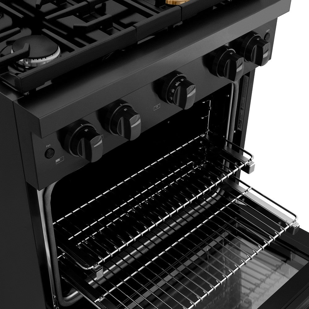 30in. 4.2 cu. ft. 4 Burner Gas Range with Convection Gas Oven in Black Stainless Steel - (SGRB30) -