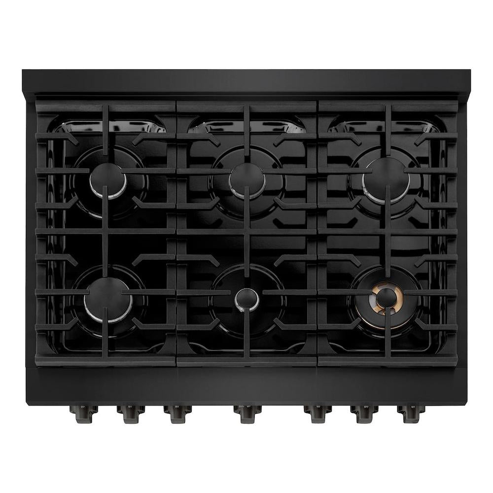 36in. 5.2 cu. ft. 6 Burner Gas Range with Convection Gas Oven in Black Stainless Steel - (SGRB36) - Zline