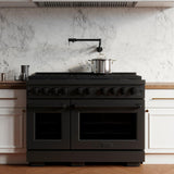 48in. 6.7 cu. ft. 8 Burner Double Oven Gas Range in Black Stainless Steel - (SGRB48) -