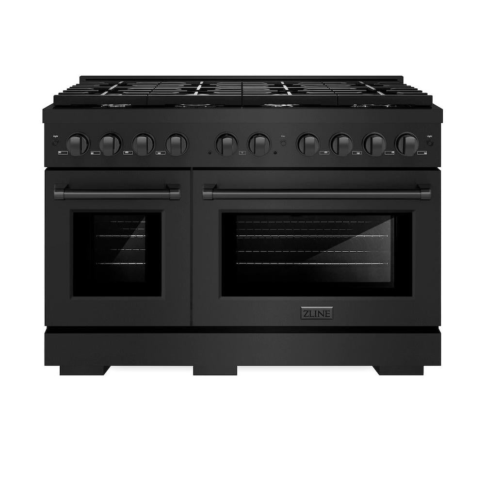 48in. 6.7 cu. ft. 8 Burner Double Oven Gas Range in Black Stainless Steel - (SGRB48) -