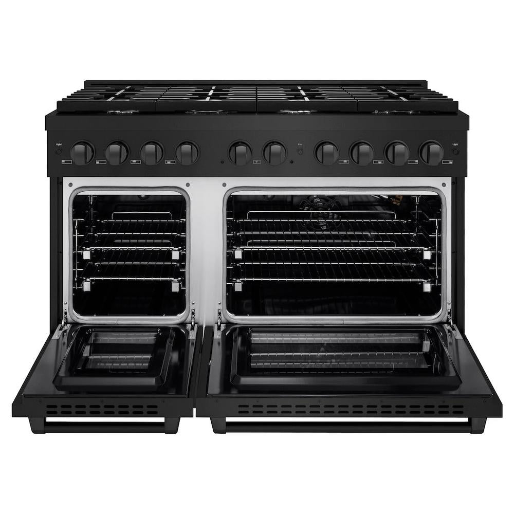 48in. 6.7 cu. ft. 8 Burner Double Oven Gas Range in Black Stainless Steel - (SGRB48) -