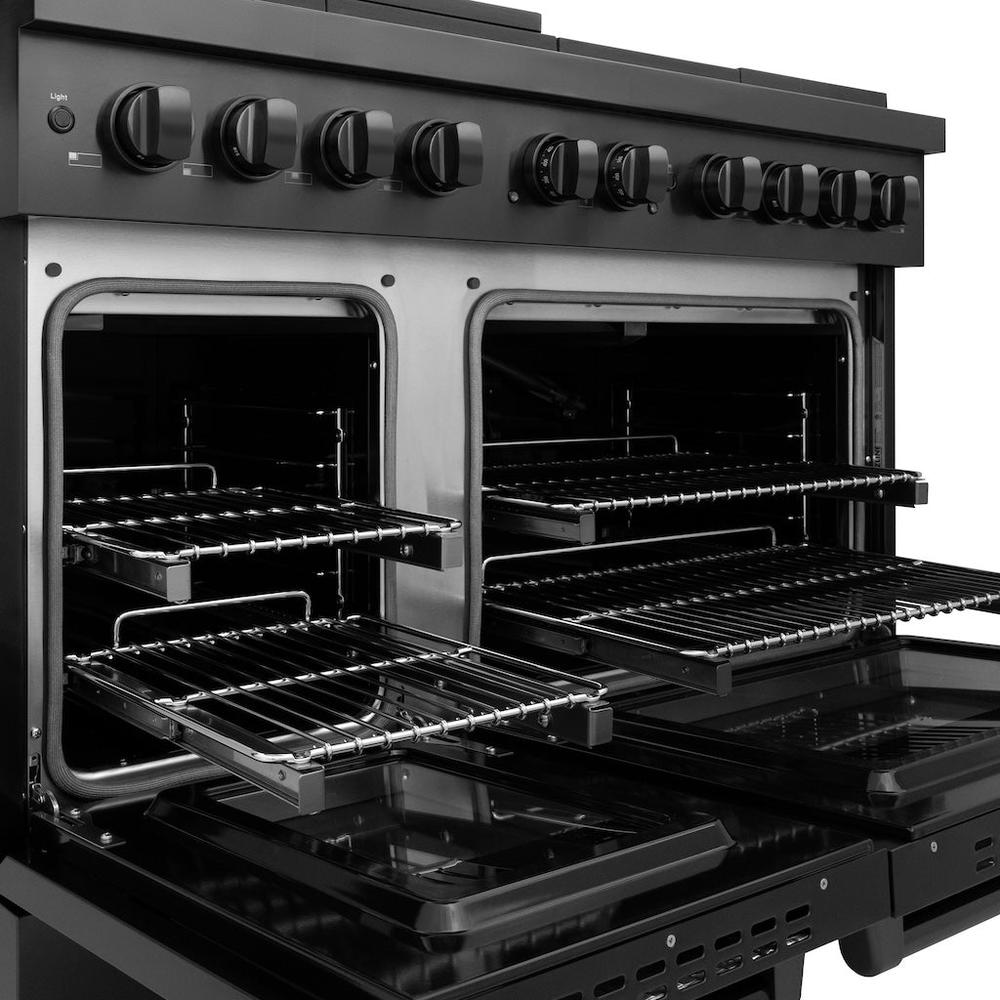 48in. 6.7 cu. ft. 8 Burner Double Oven Gas Range in Black Stainless Steel - (SGRB48) -