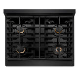 30in. 4.2 cu. ft. Gas Range with Convection Gas Oven in Black Stainless Steel with 4 Brass Burners - (SGRBBR30) -