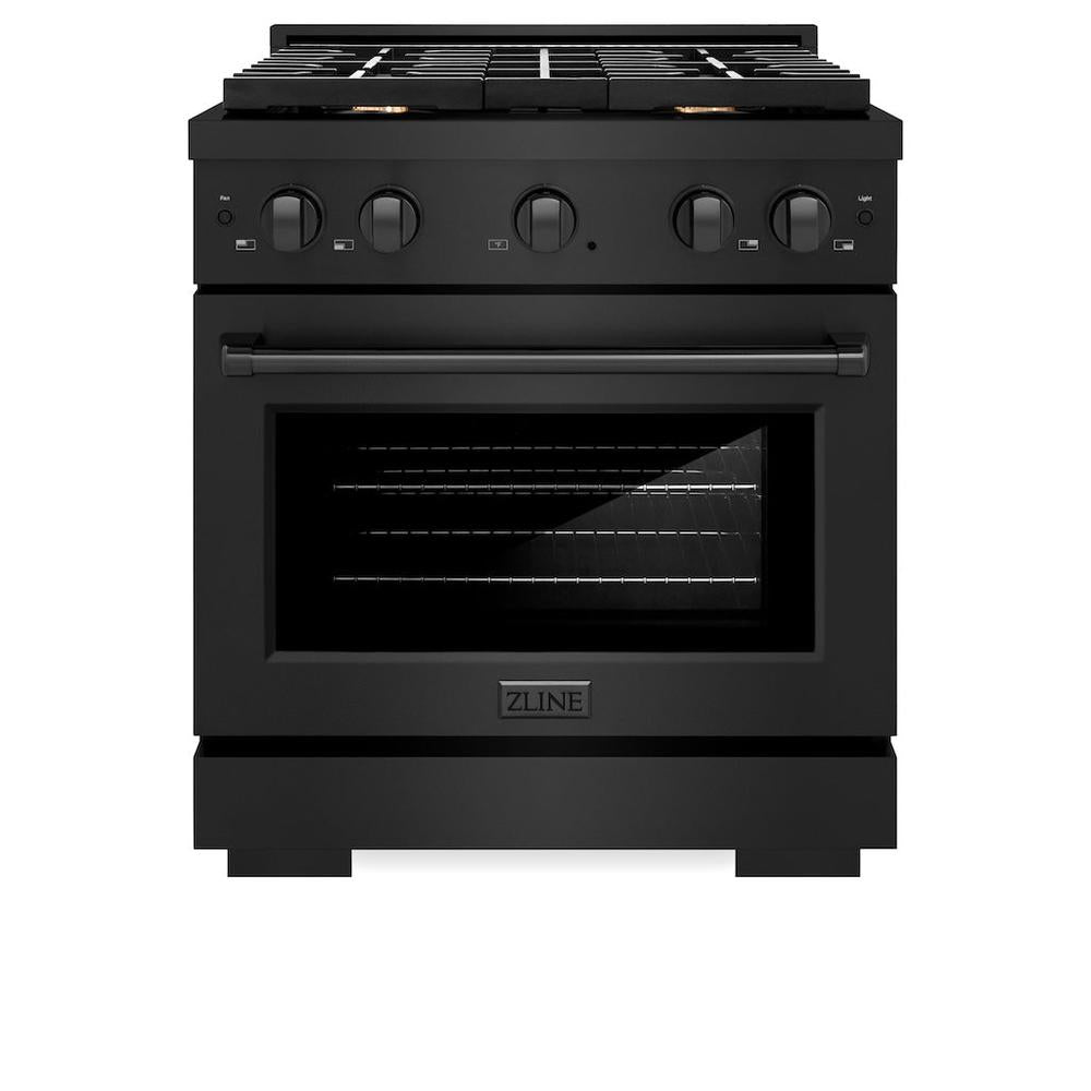 30in. 4.2 cu. ft. Gas Range with Convection Gas Oven in Black Stainless Steel with 4 Brass Burners - (SGRBBR30) -