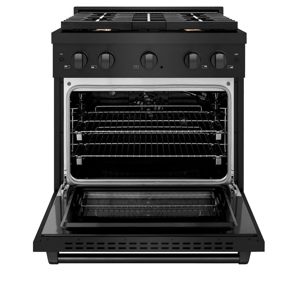 30in. 4.2 cu. ft. Gas Range with Convection Gas Oven in Black Stainless Steel with 4 Brass Burners - (SGRBBR30) -