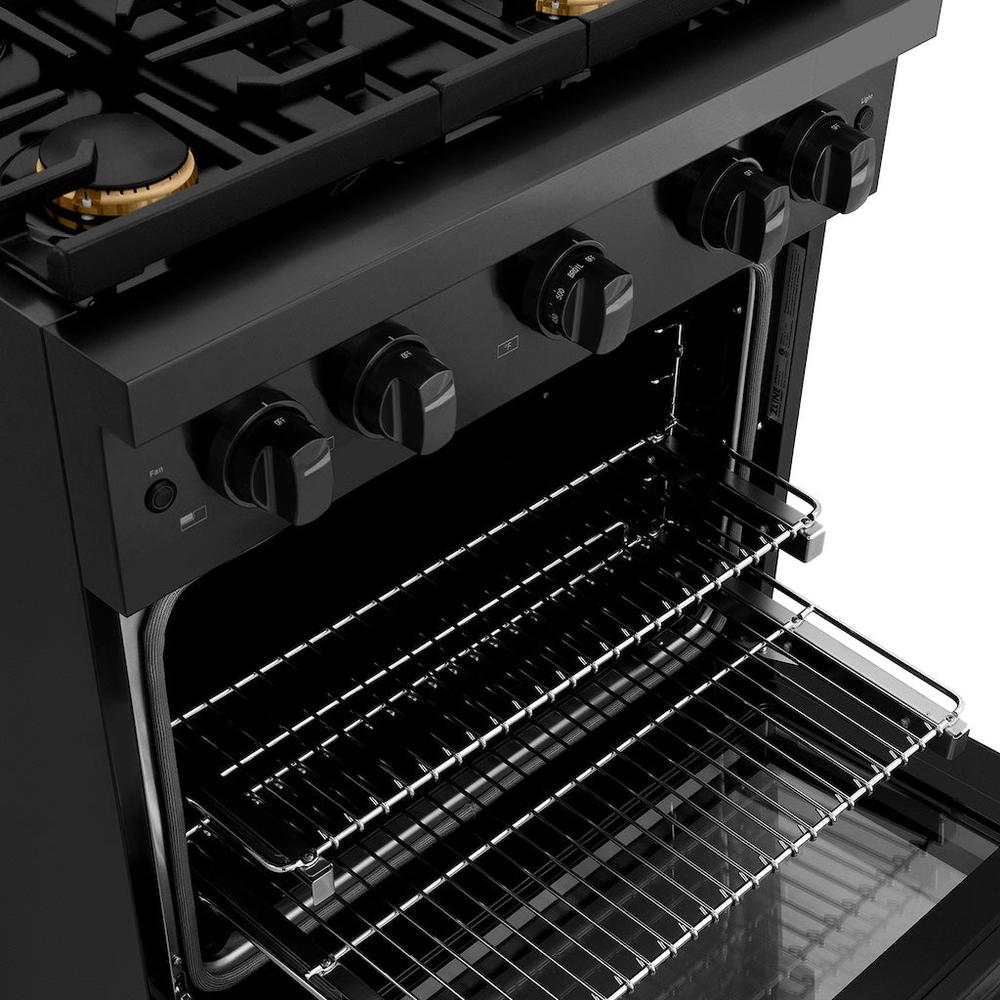30in. 4.2 cu. ft. Gas Range with Convection Gas Oven in Black Stainless Steel with 4 Brass Burners - (SGRBBR30) -