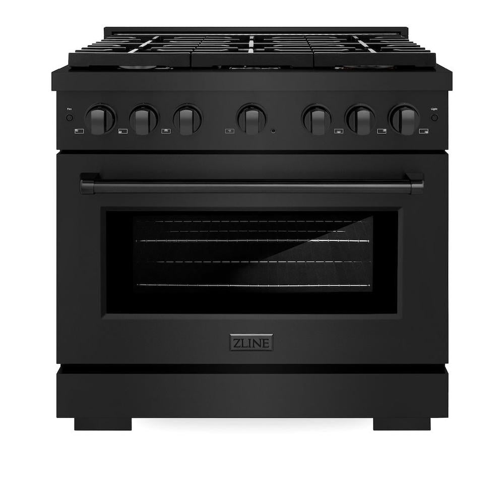 36in. 5.2 cu. ft. Gas Range with Convection Gas Oven in Black Stainless Steel with 6 Brass Burners - (SGRBBR36) -