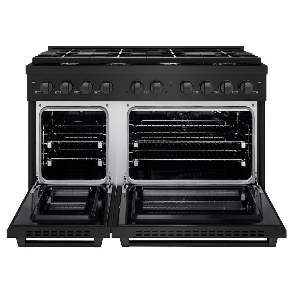48in. 6.7 cu. ft. Double Oven Gas Range in Black Stainless Steel with 8 Brass Burners - (SGRBBR48) -