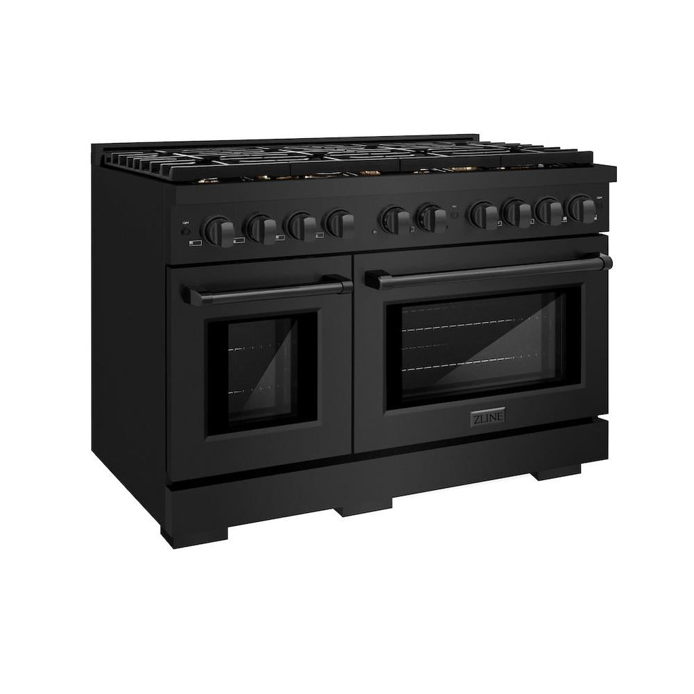 48in. 6.7 cu. ft. Double Oven Gas Range in Black Stainless Steel with 8 Brass Burners - (SGRBBR48) -