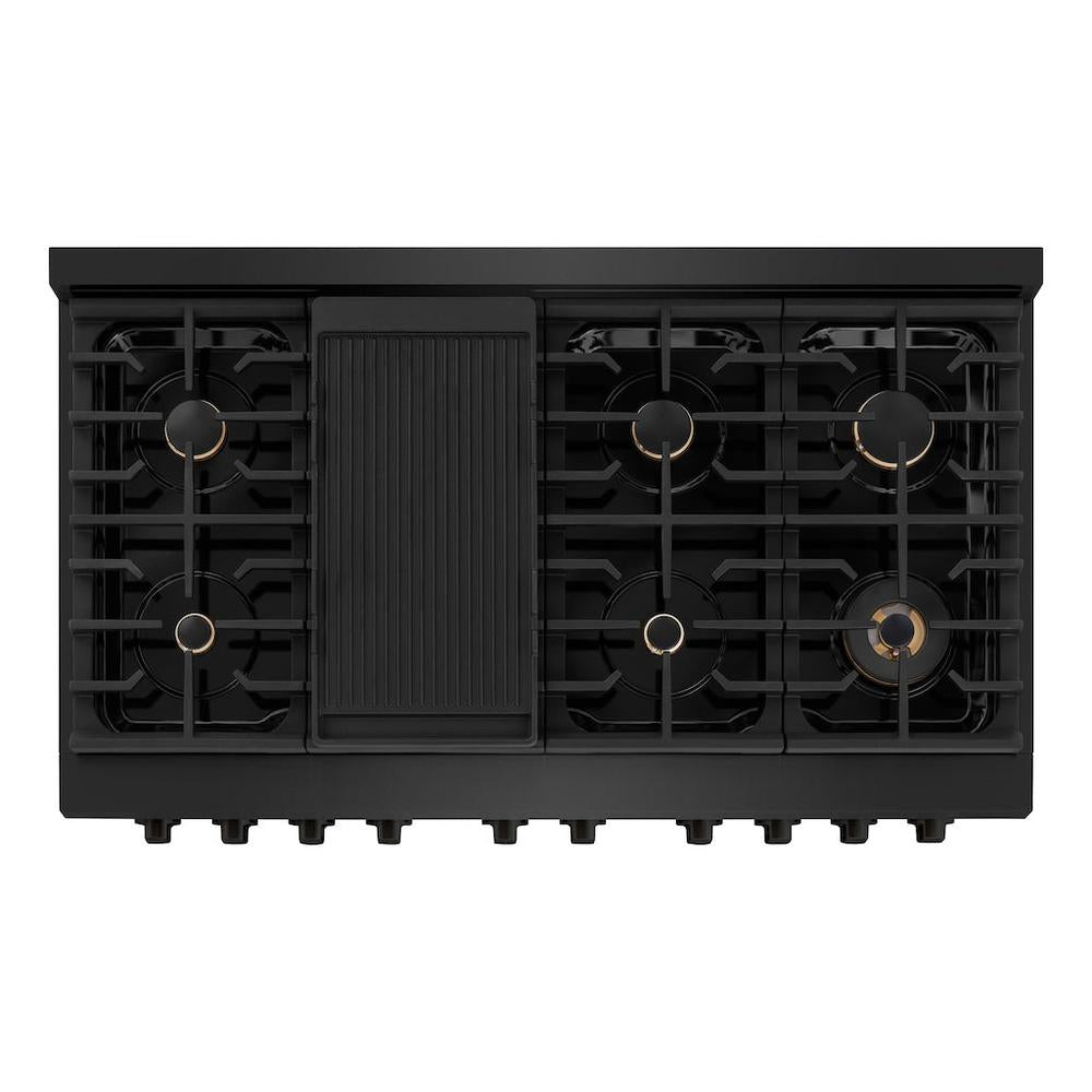 48in. 6.7 cu. ft. Double Oven Gas Range in Black Stainless Steel with 8 Brass Burners - (SGRBBR48) -