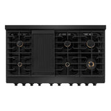 48in. 6.7 cu. ft. Double Oven Gas Range in Black Stainless Steel with 8 Brass Burners - (SGRBBR48) -