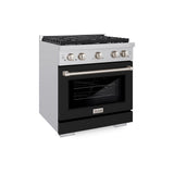 30in. 4.2 cu. ft. 4 Burner Gas Range with Convection Gas Oven in Stainless Steel with Black Matte Door - (SGRBLM30) -