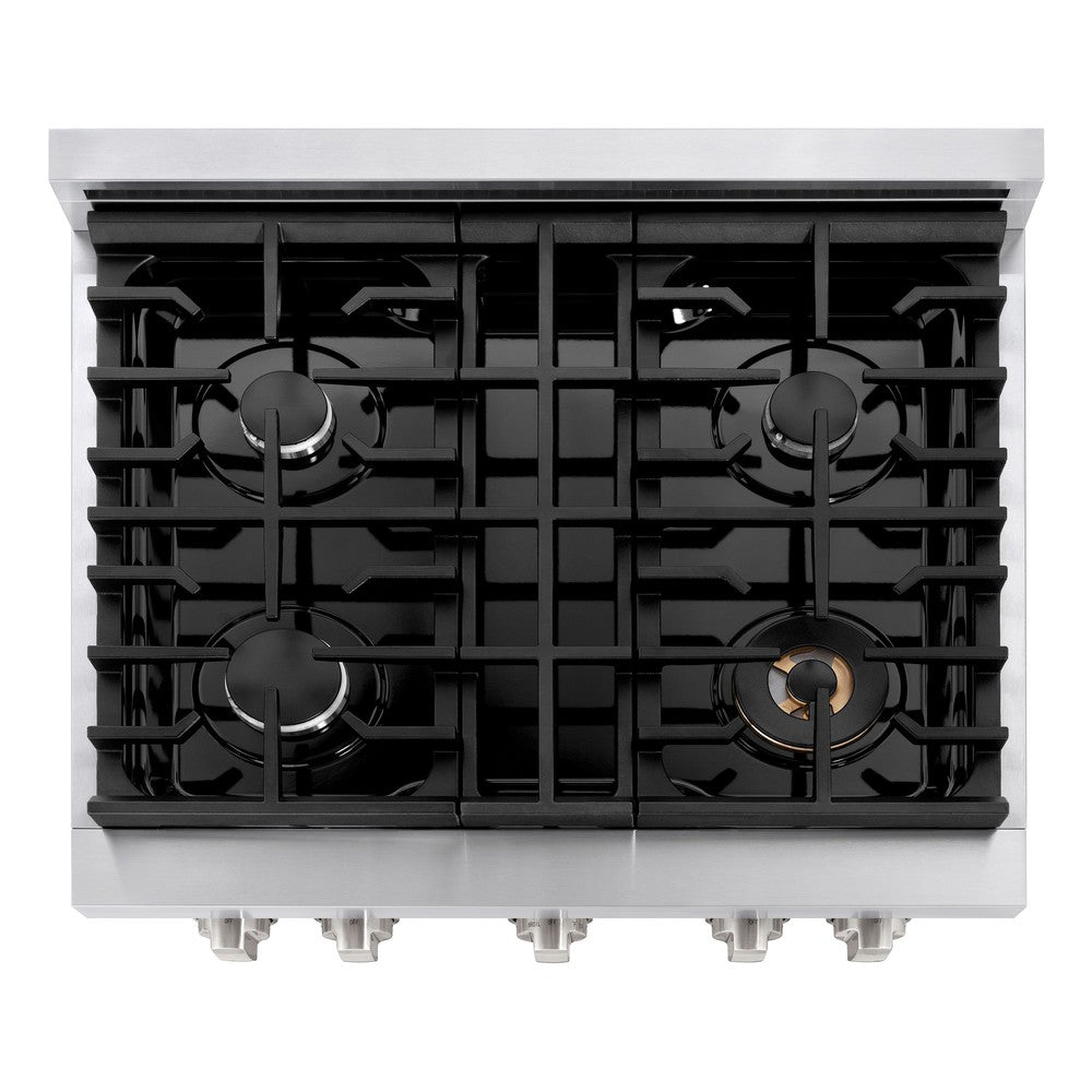 30in. 4.2 cu. ft. 4 Burner Gas Range with Convection Gas Oven in Stainless Steel with Black Matte Door - (SGRBLM30) -
