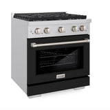 30in. 4.2 cu. ft. 4 Burner Gas Range with Convection Gas Oven in Stainless Steel with Black Matte Door - (SGRBLM30) -