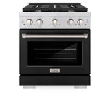 30in. 4.2 cu. ft. 4 Burner Gas Range with Convection Gas Oven in Stainless Steel with Black Matte Door - (SGRBLM30) -