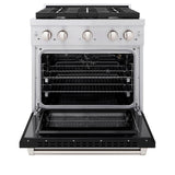 30in. 4.2 cu. ft. 4 Burner Gas Range with Convection Gas Oven in Stainless Steel with Black Matte Door - (SGRBLM30) -