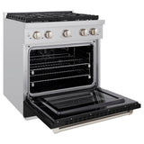 30in. 4.2 cu. ft. 4 Burner Gas Range with Convection Gas Oven in Stainless Steel with Black Matte Door - (SGRBLM30) -