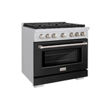 36in. 5.2 cu. ft. 6 Burner Gas Range with Convection Gas Oven in Stainless Steel with Black Matte Door - (SGRBLM36) -