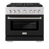 36in. 5.2 cu. ft. 6 Burner Gas Range with Convection Gas Oven in Stainless Steel with Black Matte Door - (SGRBLM36) -