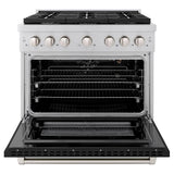36in. 5.2 cu. ft. 6 Burner Gas Range with Convection Gas Oven in Stainless Steel with Black Matte Door - (SGRBLM36) -