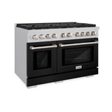 48in. 6.7 cu. ft. 8 Burner Double Oven Gas Range in Stainless Steel with Black Matte Doors - (SGRBLM48) -