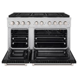48in. 6.7 cu. ft. 8 Burner Double Oven Gas Range in Stainless Steel with Black Matte Doors - (SGRBLM48) -