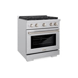 30in. 4.2 cu. ft. Gas Range with Convection Gas Oven in Stainless Steel with 4 Brass Burners - (SGRBR30) -