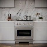 30in. 4.2 cu. ft. Gas Range with Convection Gas Oven in Stainless Steel with 4 Brass Burners - (SGRBR30) -