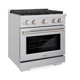 30in. 4.2 cu. ft. Gas Range with Convection Gas Oven in Stainless Steel with 4 Brass Burners - (SGRBR30) -