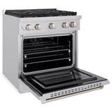 30in. 4.2 cu. ft. Gas Range with Convection Gas Oven in Stainless Steel with 4 Brass Burners - (SGRBR30) -
