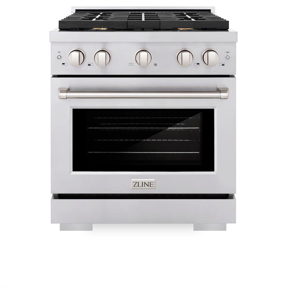 30in. 4.2 cu. ft. Gas Range with Convection Gas Oven in Stainless Steel with 4 Brass Burners - (SGRBR30) -