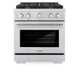 30in. 4.2 cu. ft. Gas Range with Convection Gas Oven in Stainless Steel with 4 Brass Burners - (SGRBR30) -