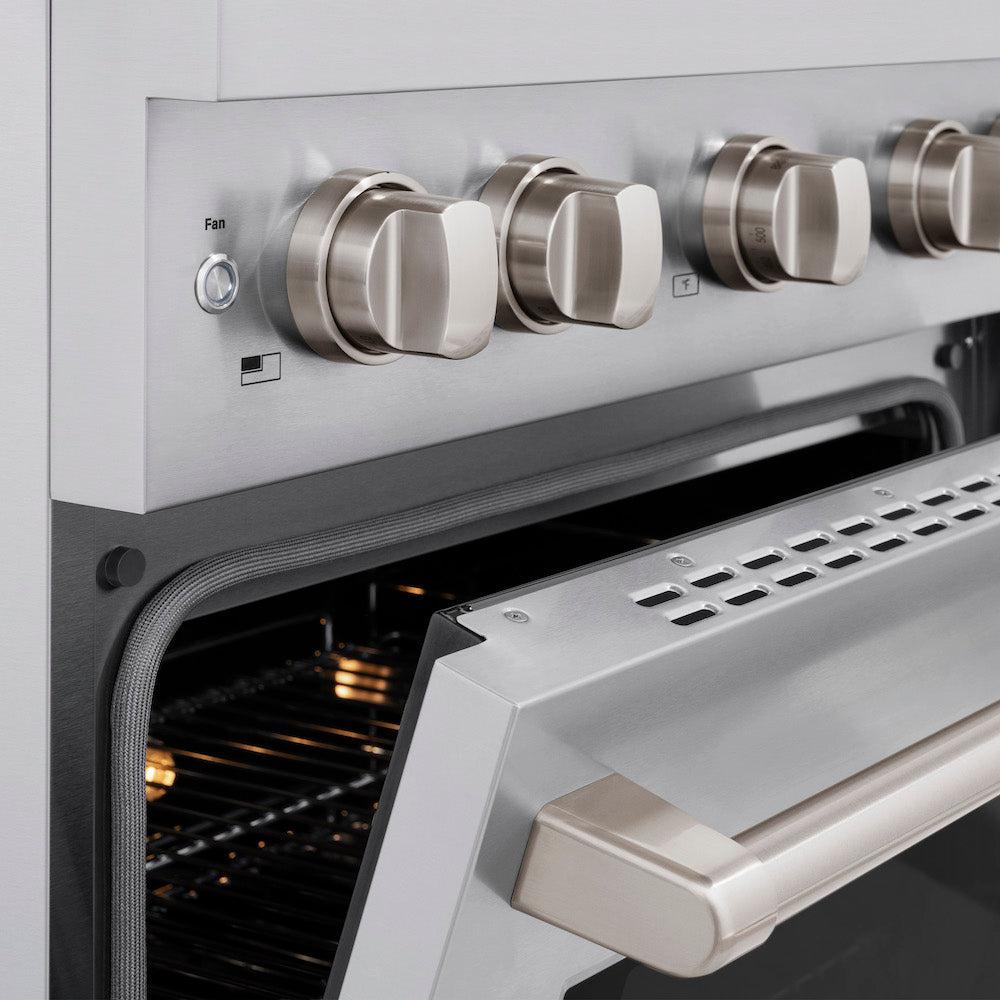 30in. 4.2 cu. ft. Gas Range with Convection Gas Oven in Stainless Steel with 4 Brass Burners - (SGRBR30) -