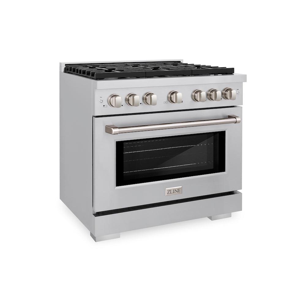 36in. 5.2 cu. ft. Gas Range with Convection Gas Oven in Stainless Steel with 6 Brass Burners - (SGRBR36) -