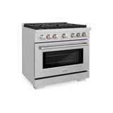 36in. 5.2 cu. ft. Gas Range with Convection Gas Oven in Stainless Steel with 6 Brass Burners - (SGRBR36) -