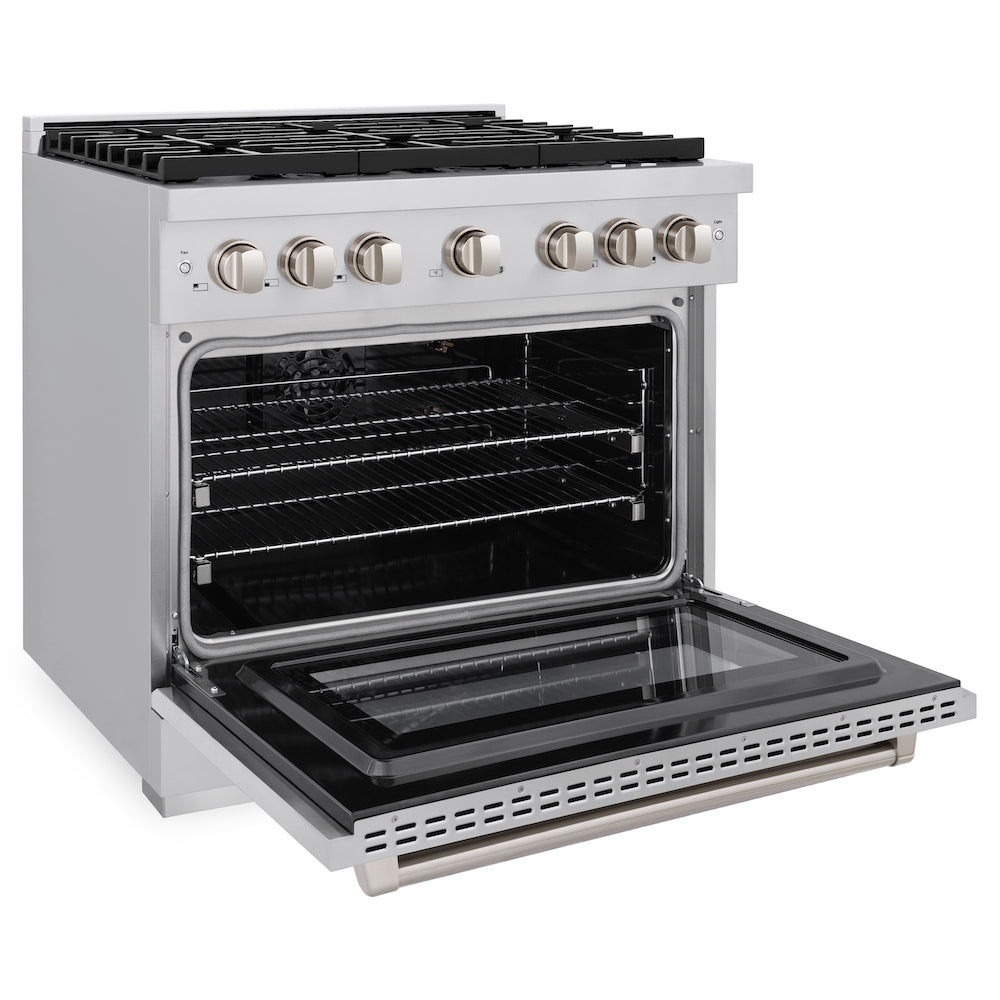 36in. 5.2 cu. ft. Gas Range with Convection Gas Oven in Stainless Steel with 6 Brass Burners - (SGRBR36) -