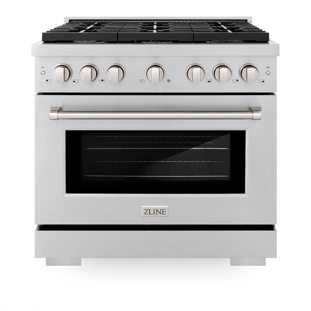 36in. 5.2 cu. ft. Gas Range with Convection Gas Oven in Stainless Steel with 6 Brass Burners - (SGRBR36) -